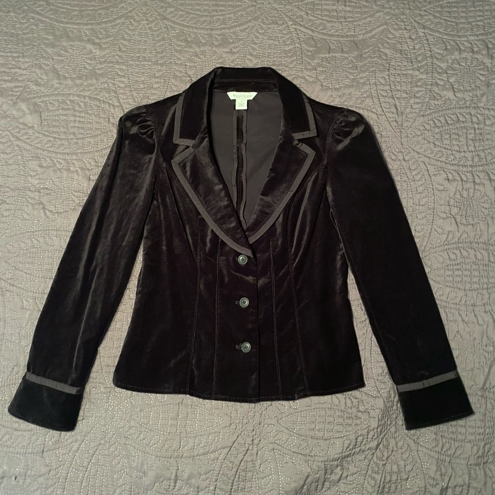 White House Black Market Black Velvet Blazer - Picture 6 of 13